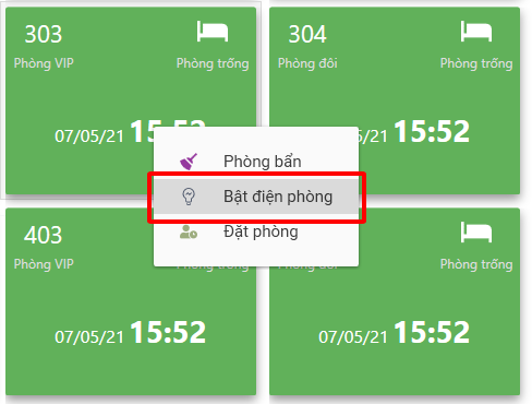 Bật tắt điện phòng trống