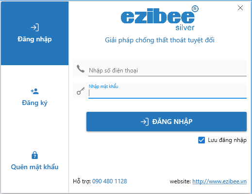 Màn hình đăng nhập phần mềm Ezibee Silver