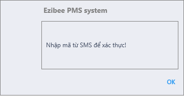 Thông báo nhập mã xác thực